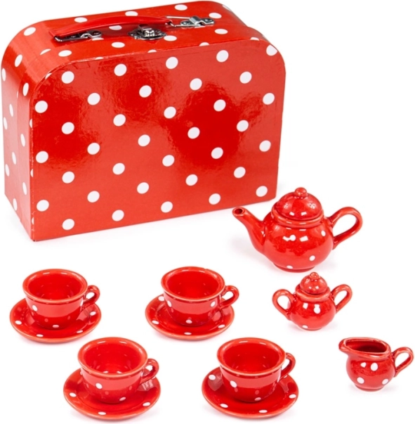 Juego de té rojo con lunares BIGJIGS TOYS para niños