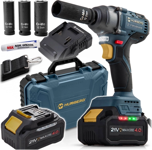 Llave de impacto a batería sin escobillas Humberg 21 V 350 Nm