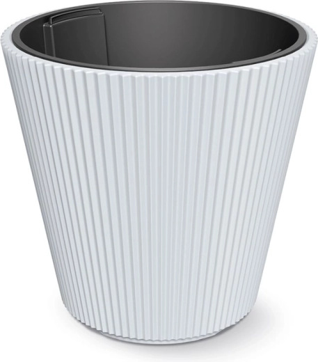 Maceta Milly con inserto de 46,7 cm: maceta de plástico blanca para interior y exterior