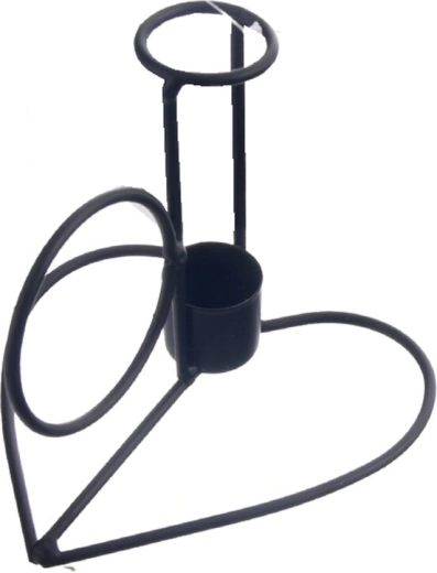 Candelabro metálico de corazón negro