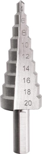 Broca escalonada HSS 4–20 mm, 9 escalones