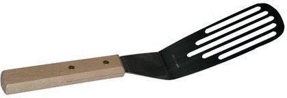 Espátula ranurada de 28 cm con cabezal de acero inoxidable y mango de madera