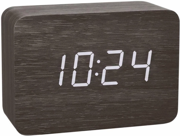 TFA CLOCCO despertador radiocontrolado con aspecto de madera, negro