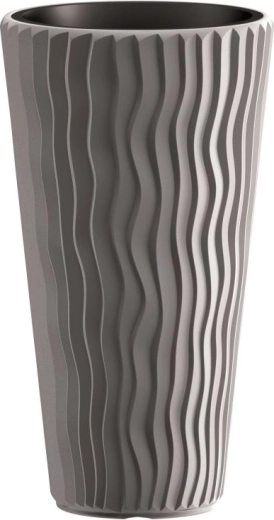 Macetero Sandy Slim piedra gris con inserto