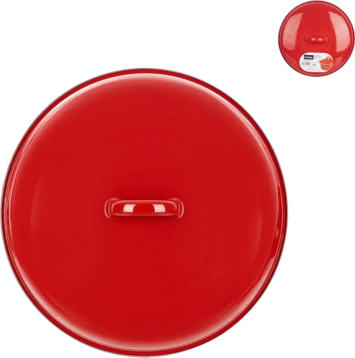 Tapa esmaltada con borde rojo 23 cm - 1 pieza