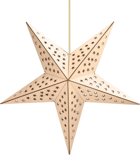 Solight estrella navideña colgante de madera LED con temporizador, 65 cm