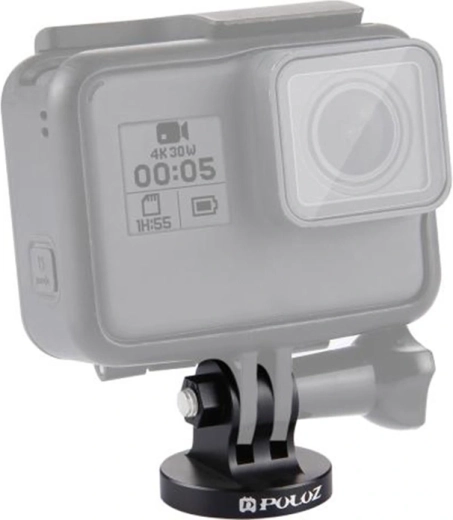 Adaptador de montaje Puluz con rosca CNC 1/4" para cámaras de acción, negro - 1 pieza
