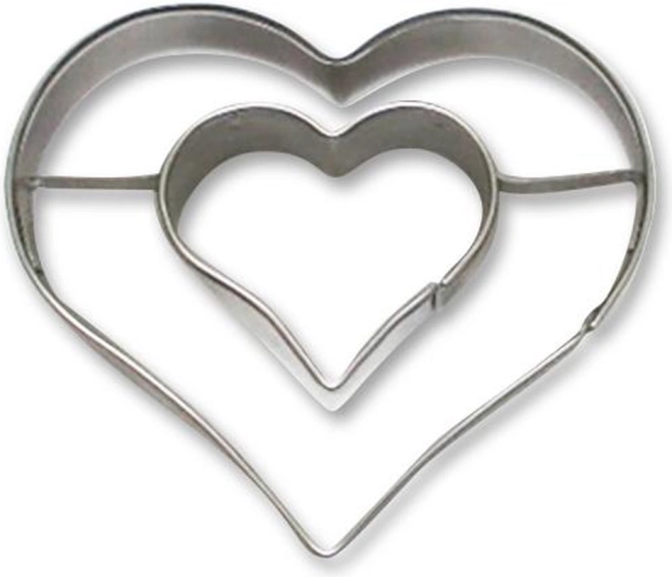 Cortador para galletas – doble corazón de acero inoxidable 5–6 cm