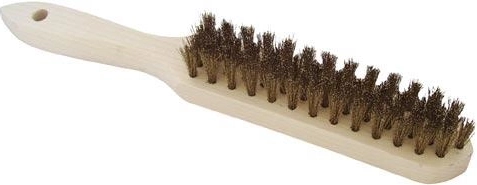 Cepillo de alambre de bronce de cuatro hileras con mango de madera