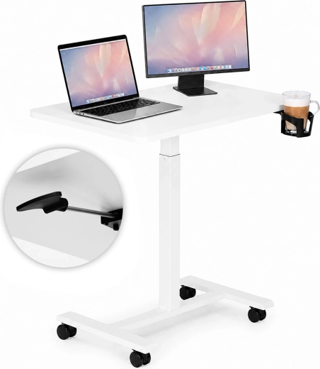 Mesa móvil para portátil con altura regulable ModernHome 70 × 48 cm blanca
