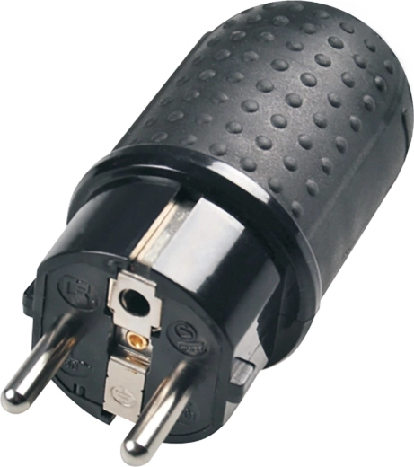 Enchufe Solight recto para ambientes húmedos IP44 negro