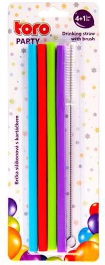 Pajitas de silicona Toro de 20 cm con cepillo (4 uds.)