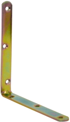 Escuadra de montaje con nervadura, galvanizado amarillo 140 × 18 × 3 mm (10 uds)