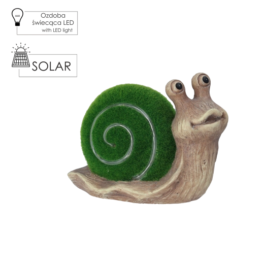 Figura solar de jardín con forma de caracol con concha iluminada por LED