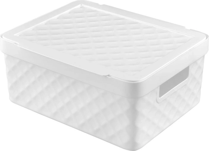 Cesta de almacenamiento de plástico con tapa HEIDRUN Diamond 36 × 27 × 14 cm - 1 unidad