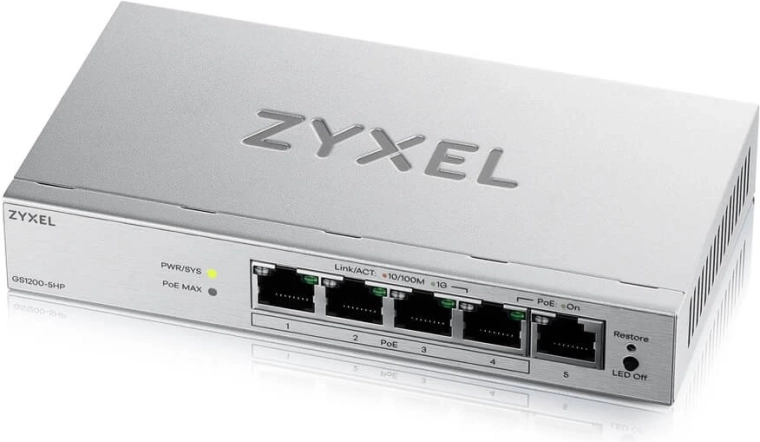 Zyxel GS1200-5HP v3 – switch gigabit PoE gestionable en red de 5 puertos