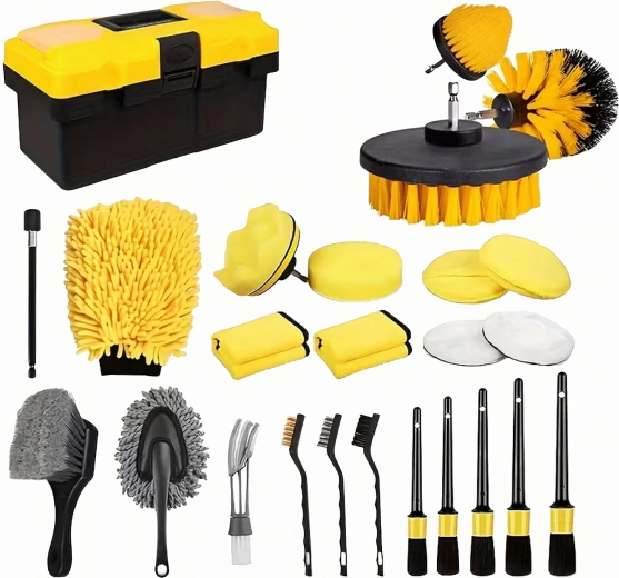 Kit de detailing para limpieza de coche XXL 27 en 1 con maletín de almacenamiento