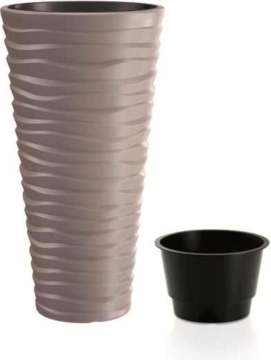 Maceta Prosperplast Sand Slim color moca con inserto 22 l