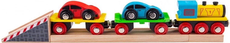 Tren colorido con coches para un juego creativo