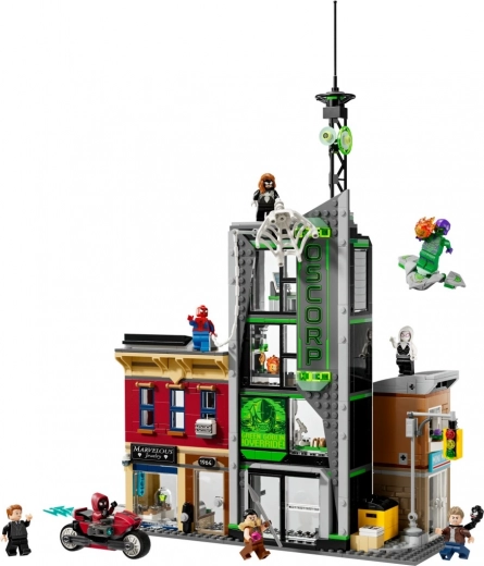 Escena urbana modular con OSCORP y tiendas