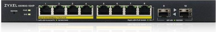 8 puertos PoE con potencia de 70 W