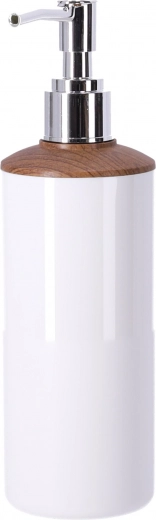 Dosificador de jabón con elegante acento de madera