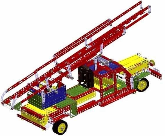Construya un camión de bomberos y grúas