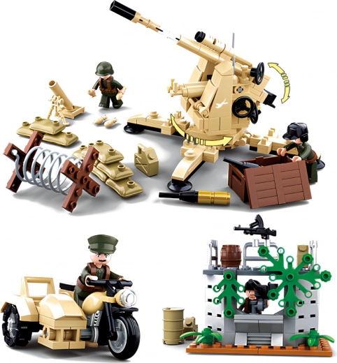 Defensa antiaérea y motocicleta con sidecar