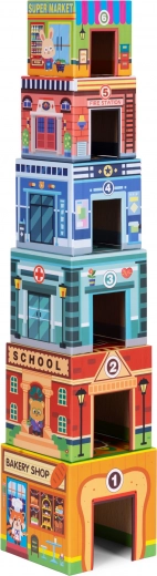 Edificios interactivos con números del 1 al 6