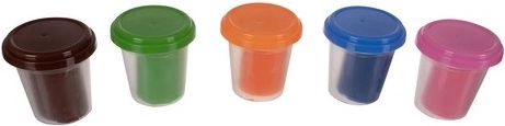 5 botes de plastilina en colores vivos