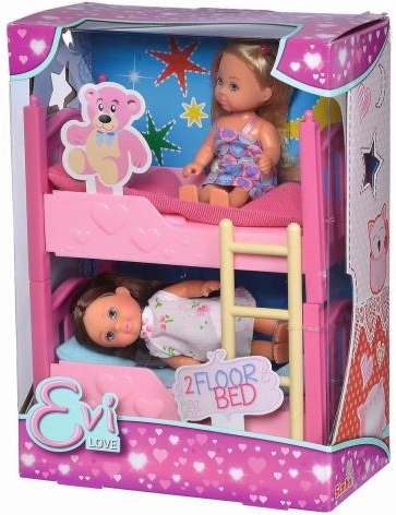Cama litera rosa con escalera