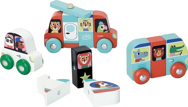 Montaje creativo de 4 medios de transporte