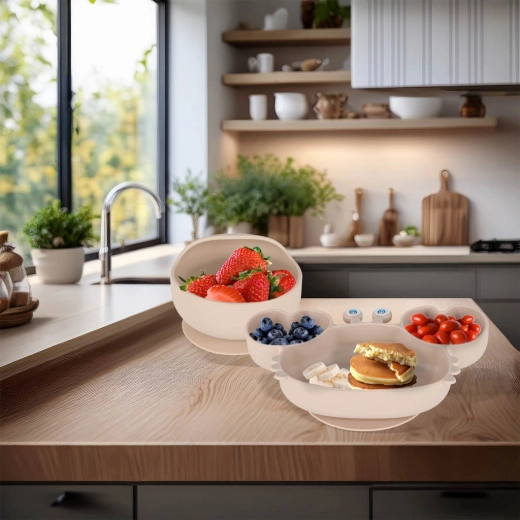 Cuenco y plato estables con ventosa