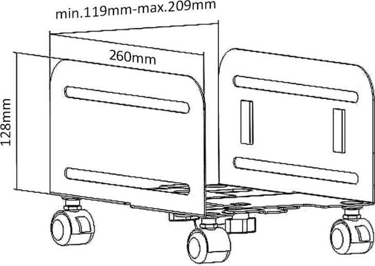 Ancho ajustable 119–209 mm