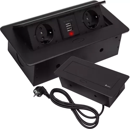 Doble toma Schuko + 2 USB para carga rápida