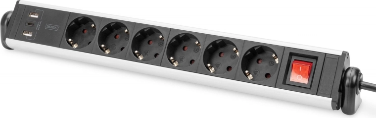 Seis tomas 45° + 3× USB para todos los dispositivos