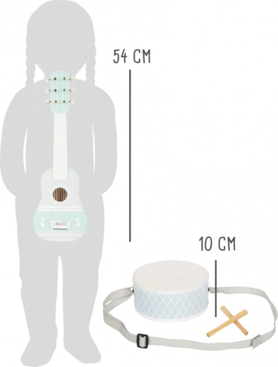 Guitarra de 54 cm y tambor con correa