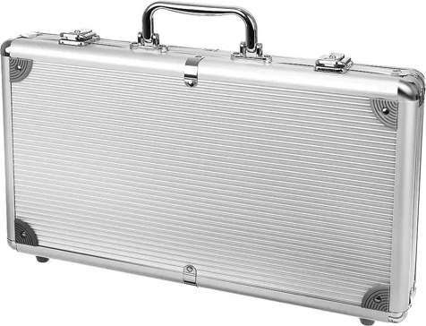 Maletín de aluminio resistente con almacenamiento seguro