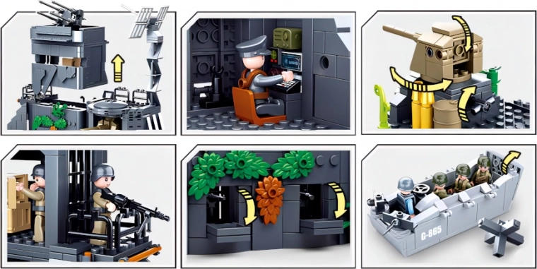 Equipamiento completo: 8 figuras, una lancha y una moto