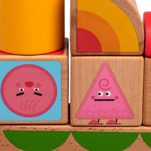 Piezas de madera de colores con emociones