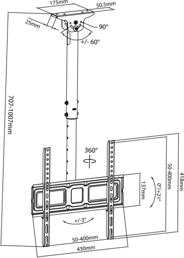 Inclinación y giro ajustables