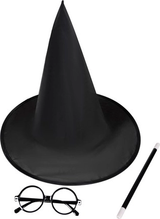 Sombrero puntiagudo y varita mágica