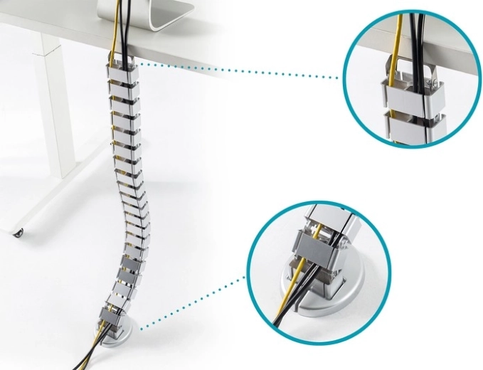 “Columna vertebral” flexible para escritorios regulables en altura