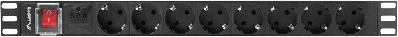 Regleta 1U con 8 tomas Schuko para rack de 19″
