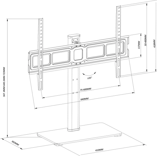 Amplia compatibilidad VESA 75×75 hasta 600×400