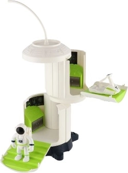 Paseo espacial con cuerda y aparcamiento para aerodeslizador