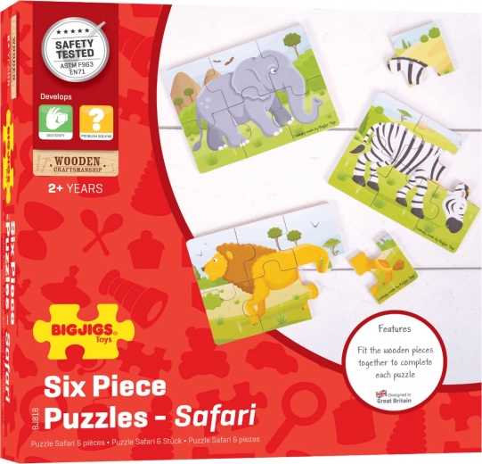 Tres puzles independientes con animales Safari