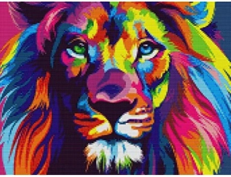 Motivo brillante de león arcoíris