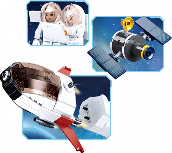 Misión espacial realista con 3 figuras