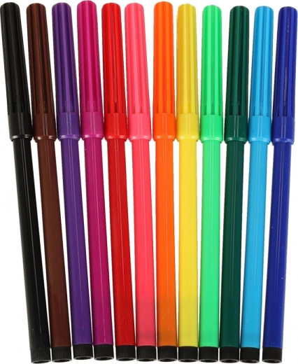 12 rotuladores de colores y orden en la mesa